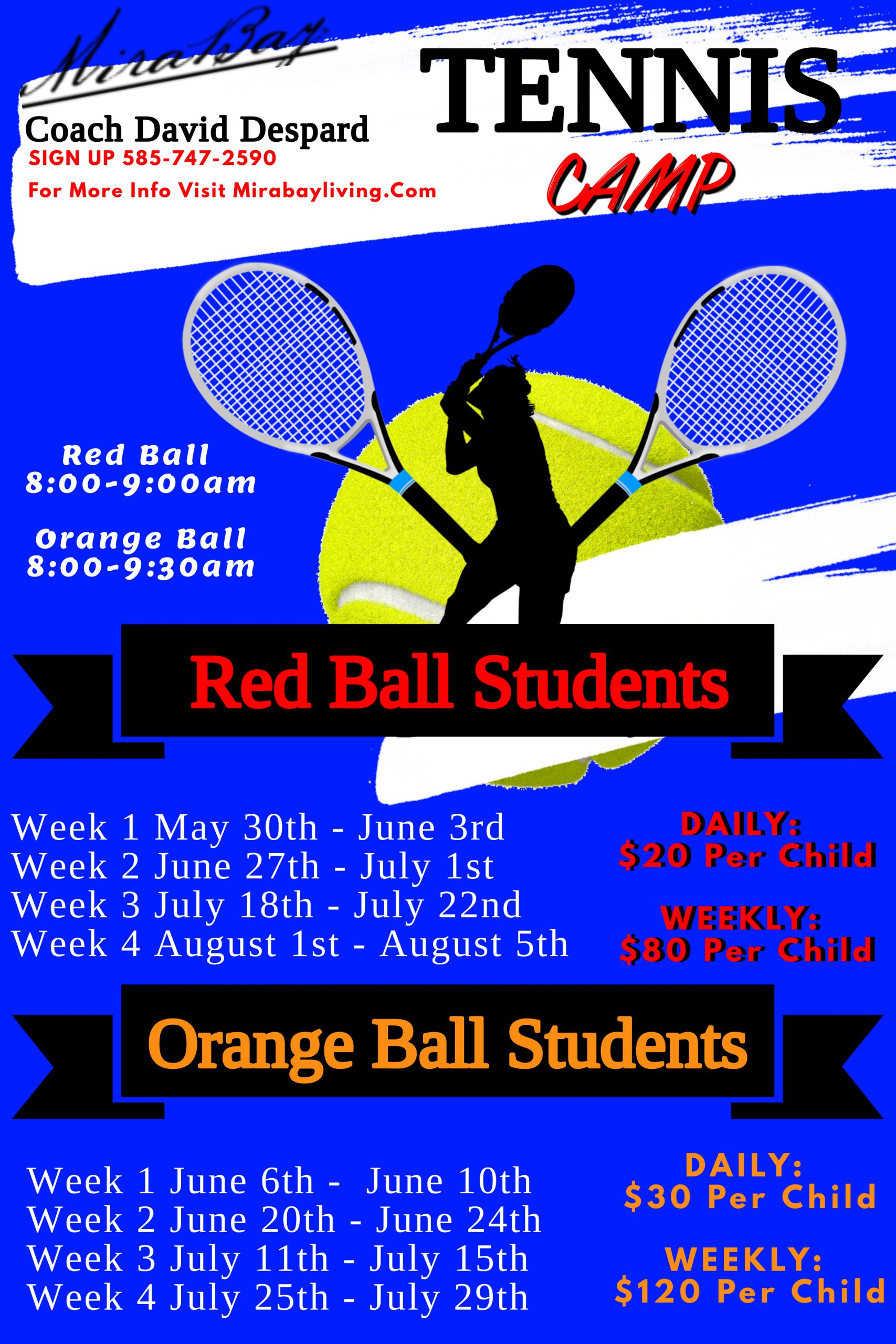Red Ball Summer Tennis Camp Mirabay Living